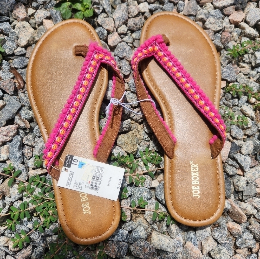 Joe Boxer Pink Beach Flip Flops Medium Width 10